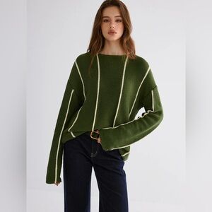 Commense Contrast Striped Sweater